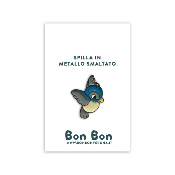 Bon Bon - Spilla in metallo smaltato Uccellino