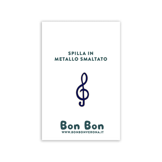 Bon Bon - Spilla in metallo smaltato Chiave di Sol