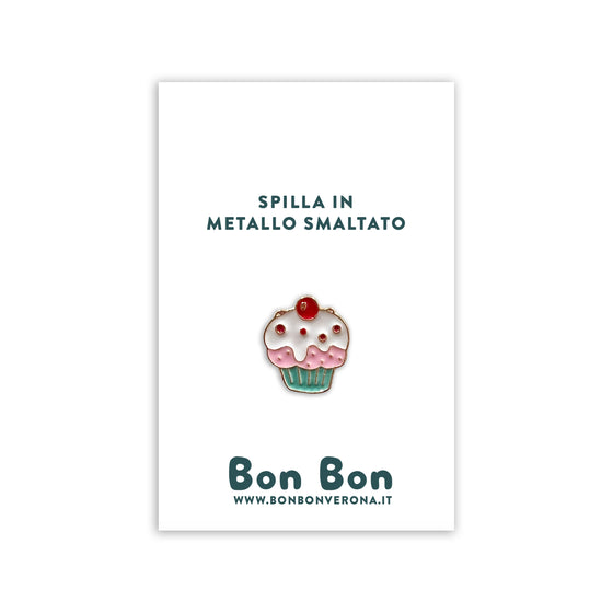Bon Bon - Spilla in metallo smaltato Cupcake