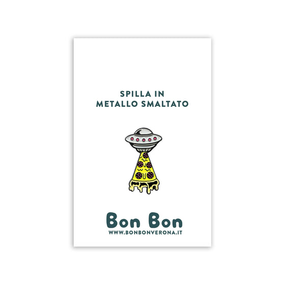 Bon Bon - Spilla in metallo smaltato Ufo Pizza